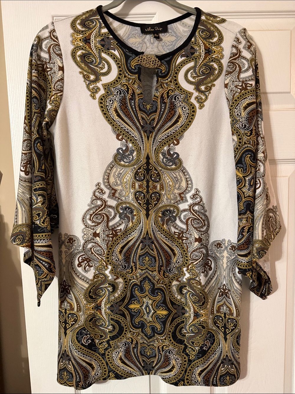 White Multi-Color Paisley Tunic Dress